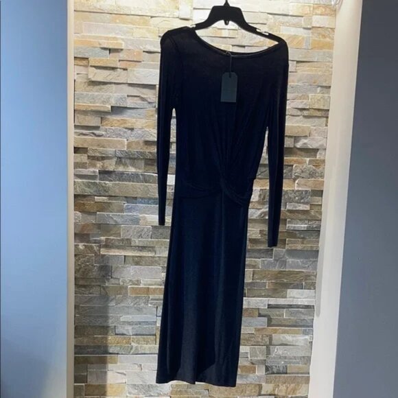 All Saints Sian Twist Front Wool Blend Dress - Picture 2 of 15